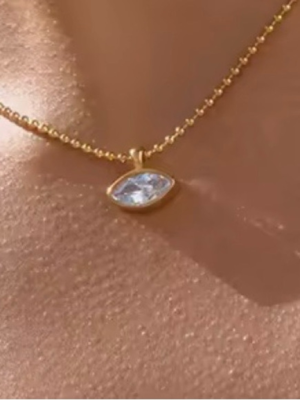 Gold Crystal Oval Pendant Necklace - Women Jewelry